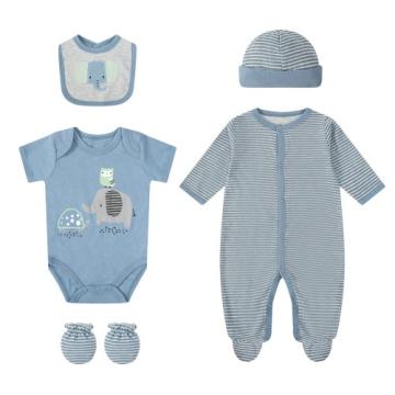 Set cadou bebe 5 piese bumbac animalute 0-3 luni