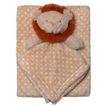 Set cadou bebe cu jucarie de plus leu si paturica