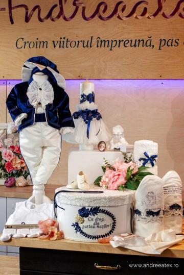 Set complet botez (trusou) - Micul Print - bleumarin