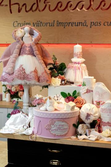Set complet botez (trusou) - Milla cu capa - roz vintage