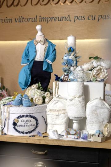 Set complet botez (trusou) - Romeo - albastru strumf
