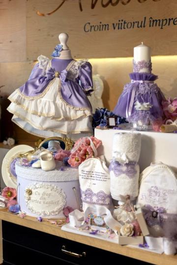 Set complet botez (trusou) - Sofia - lila - maneca lunga