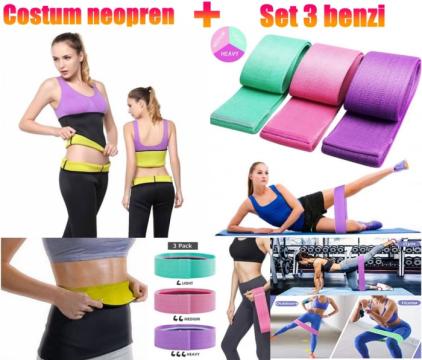 Set complet de fitness: costum neopren + 3 benzi elastice