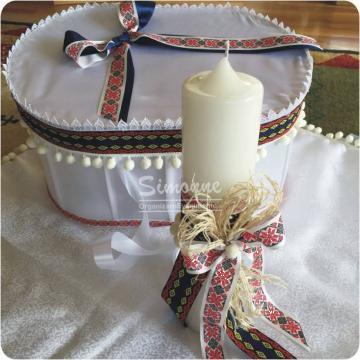 Set cutie trusou lumanare botez