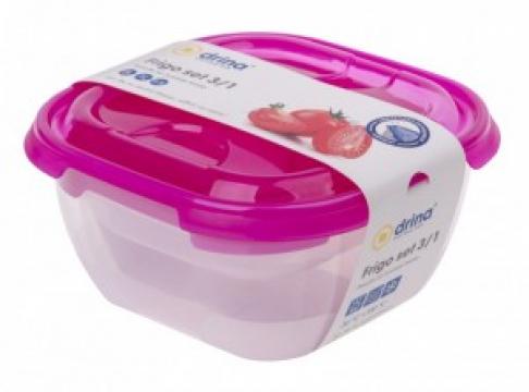 Set cutii alimente Frigo patrate 0.5+1+2 litri