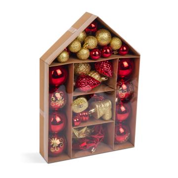 Set decoratiuni de brad - rosu / auriu - 36 buc / set