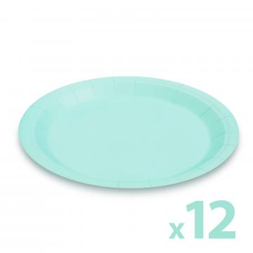 Set farfurii albastre din hartie - 23 cm - 12 buc