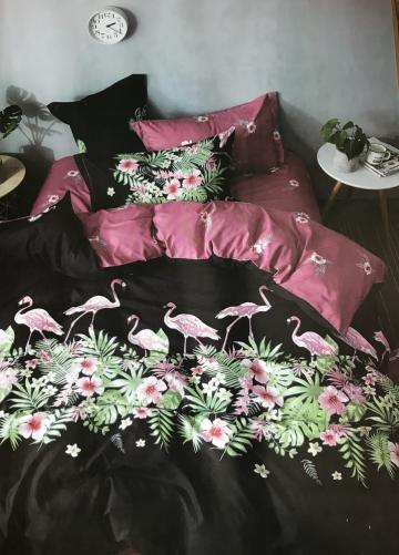 Set lenjerie de pat 7 piese Flamingo - negru