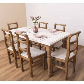 Set masa lemn cu 6 scaune, diverse nuante