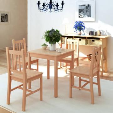 Set masa si scaune din lemn de pin, 5 piese