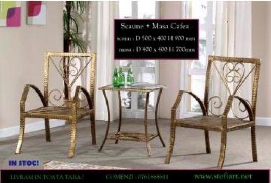 Set mobilier Sultano, masa cafea + 2 fotolii fier forjat