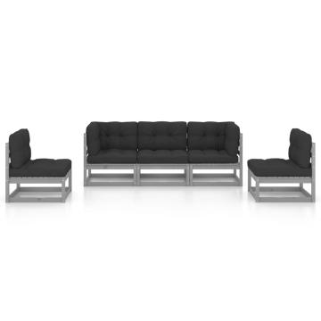 Set mobilier de gradina cu perne, 5 piese, lemn