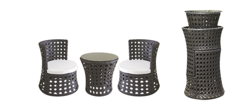 Set mobilier terasa, bar Palma masa rotunda cu 2 fotolii