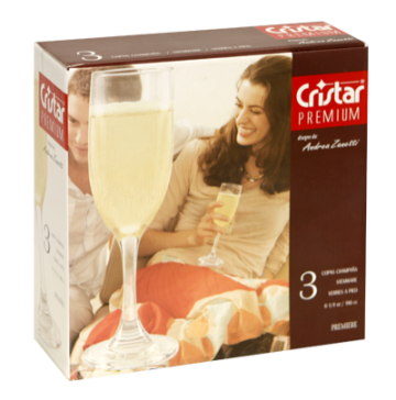 Set pahare sampanie 3 buc 183cc Cristar Premium MN011230