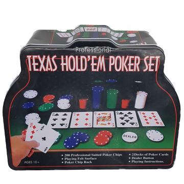 Set poker Texas Holden negru 200 jetoane, 2 carti, covoras