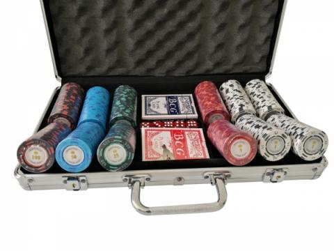 Set poker cu 300 chips-uri clay 14g Montecarlo si servieta