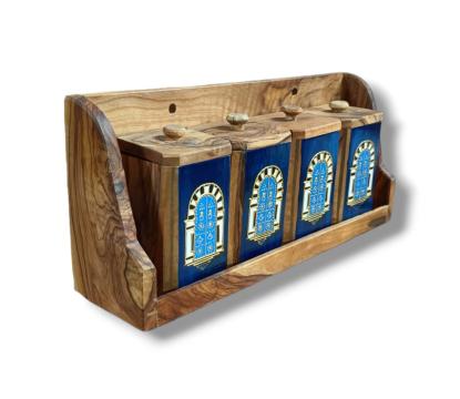 Set recipiente condimente Mediterana din lemn de maslin