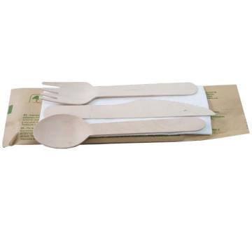 Set tacam din lemn (lingura/furculita/cutit), set 100