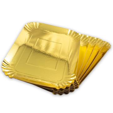 Set tavite dreptunghiulare auriu pentru tort si prajituri