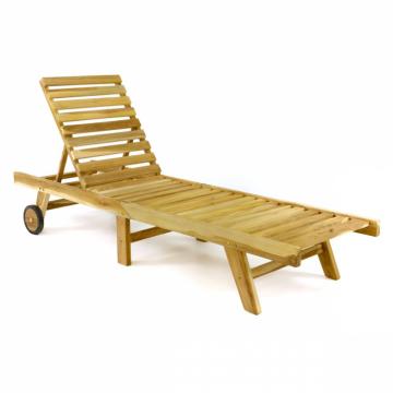 Sezlong pliabil Divero din lemn de teak 200x57x34 cm