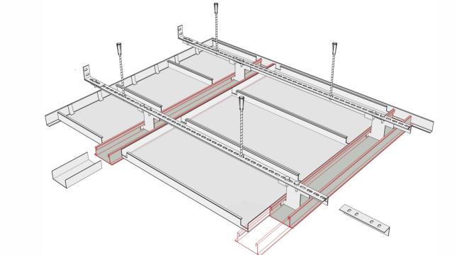 Sistem de tavan casetat metalic Plank Perspecta D Bandraster