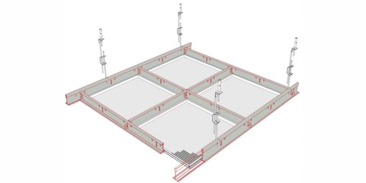 Sistem de tavan casetat metalic Tile Lay-in Tegular