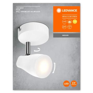 Spot LED ajustabil Ledvance Pear, GU10, 4.3W, 350 lm, lumina