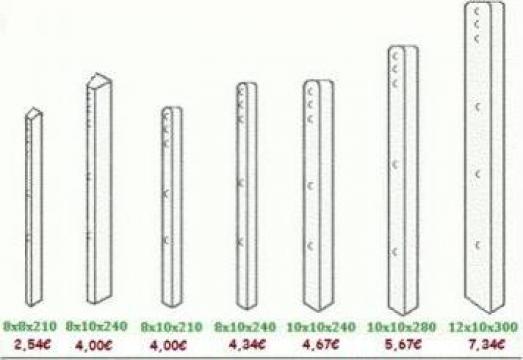 Stalpi de beton pt gard, spalieri, boltari, elemente cofraj