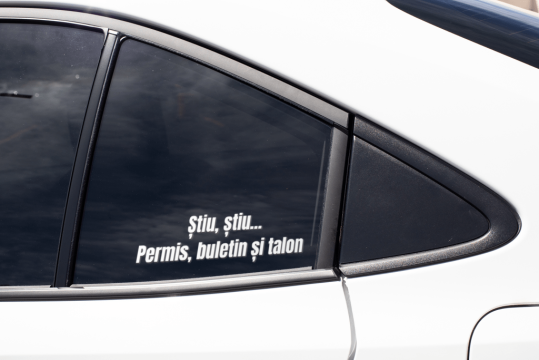 Sticker auto - stiu stiu permis buletin si talon