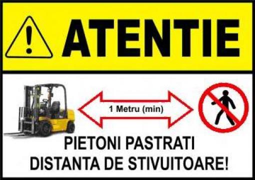 Sticker autocolant Atentie pastrati distanta de stivuitoare