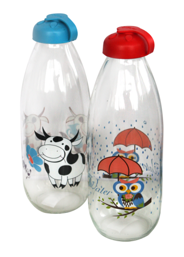 Sticla pentru lapte cu decor Raki Milky, 1l, din sticla