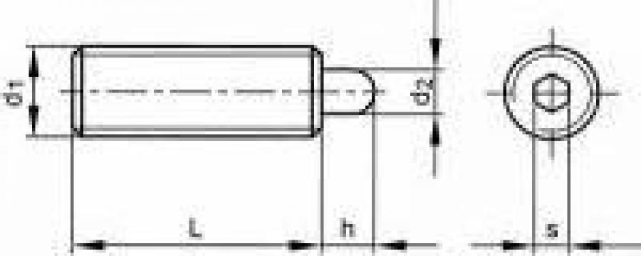 Stift filetat cu cep si arc M12x28 imbus