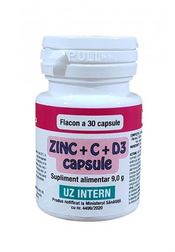 Supliment alimentar Zinc + C + D3 - 30 capsule