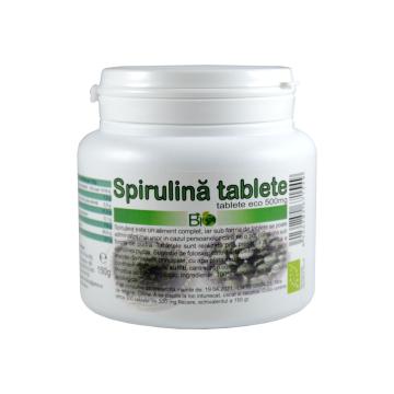 Supliment alimentar spirulina tablete 500 mg, bio 300 buc