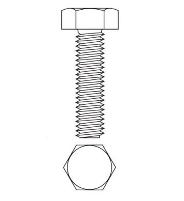 Surub cap hexagonal partial filetat M16x280-931/10.9