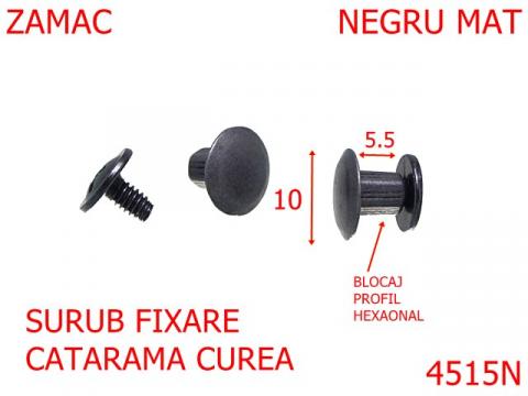 Surub de fixare catarama curea 10 mm zamac negru 4515N