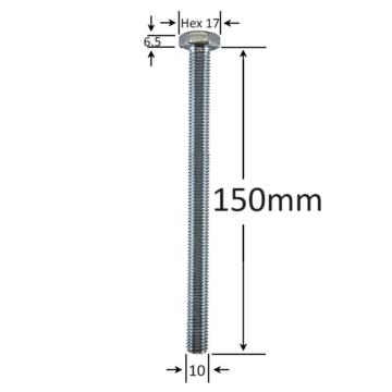 Surub filet metric M10x150mm cap hexagonal DIN 933 Gr.8.8