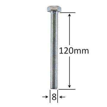 Surub filet metric M8x120mm cap hexagonal DIN 933 Gr.8.8