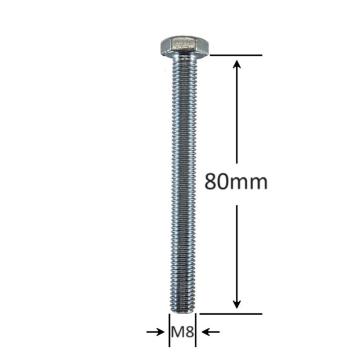 Surub filet metric M8x80mm cap hexagonal DIN 933 Gr.8.8