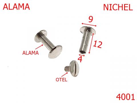 Surub fixare 12 mm 4 nichel AC25 4001