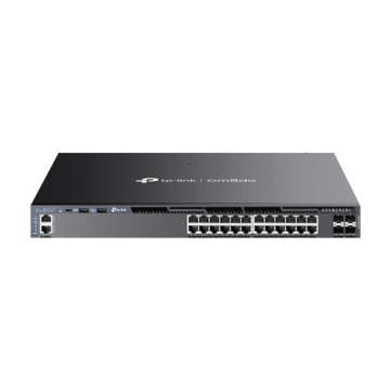 Switch 24 porturi PoE RJ45 Gigabit, 4 x SFP+ 10G, 2 x surse