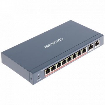 Switch 8 porturi PoE+, 2 porturi uplink - Hikvision DS-3E031
