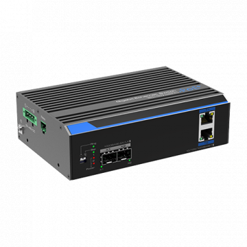 Switch industrial 2 porturi Gigabit HPoE, 2 porturi uplink