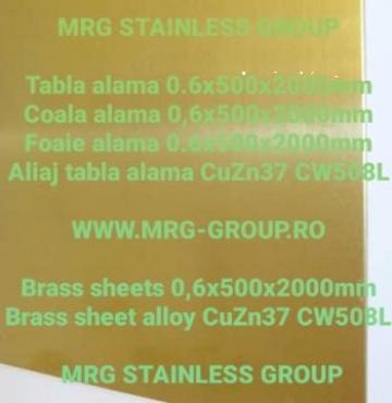 Tabla alama 0.6x500x2000mm CuZn37 CW508L Brass