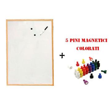 Tabla magnetica cu rama de lemn 40X60 cm+5 pini magnetici