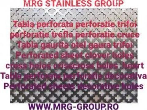 Tabla perforata otel gauri decorative trifoi  1x1000x2000mm