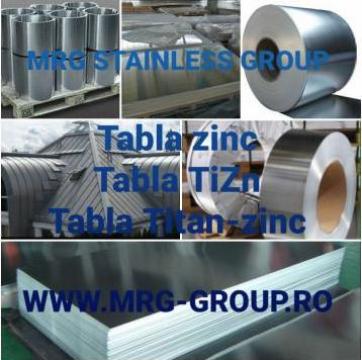 Tabla zinc, banda zinc rulou titan-zinc TiZn minim 99.99% Zn