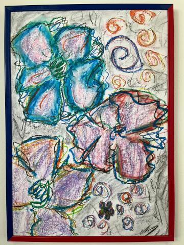 Tablou Original Drawing of Abstract Naive Flowers