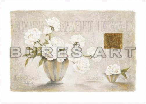 Tablou decorativ Flori albe in vaze inramat