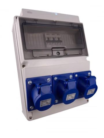 Tablou electric echipat cu 3 prize monofazice industriale